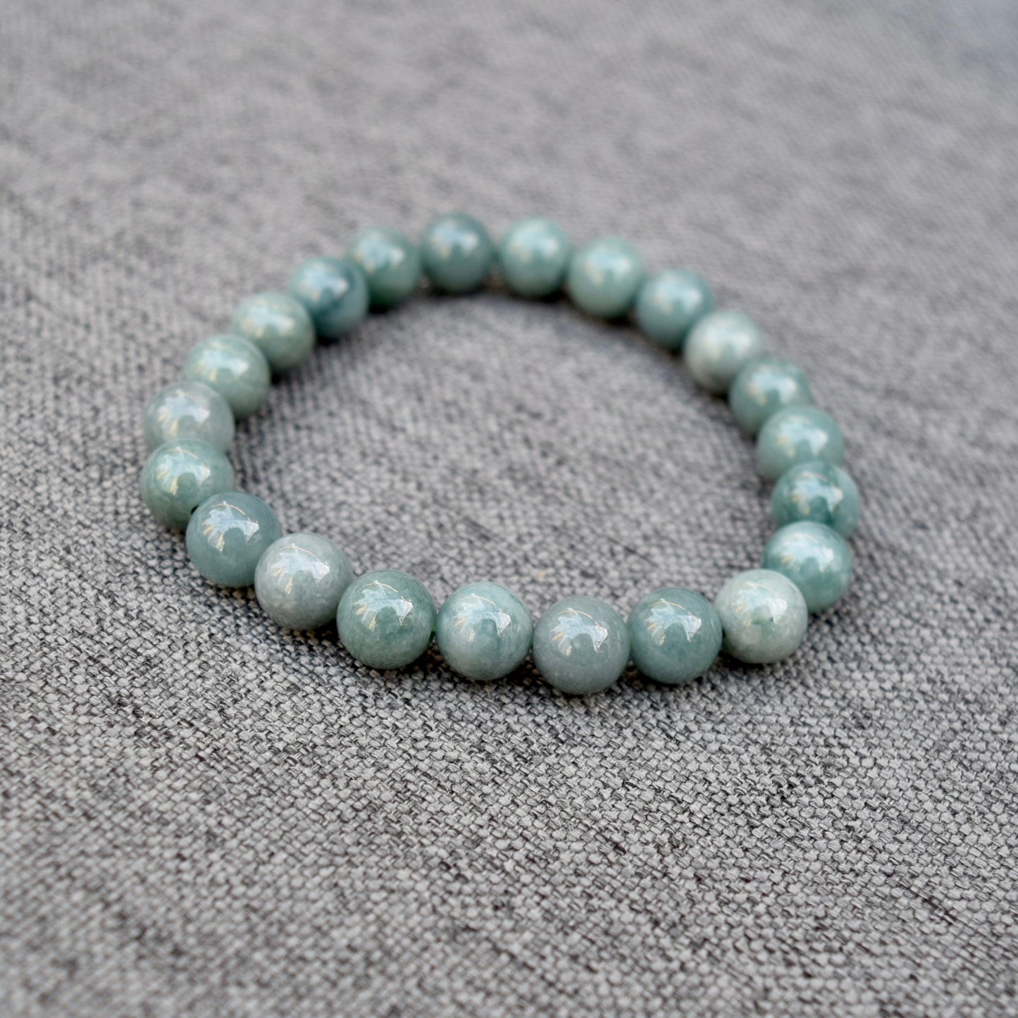 Green Jadeite Beaded Bracelet - Natural Jade