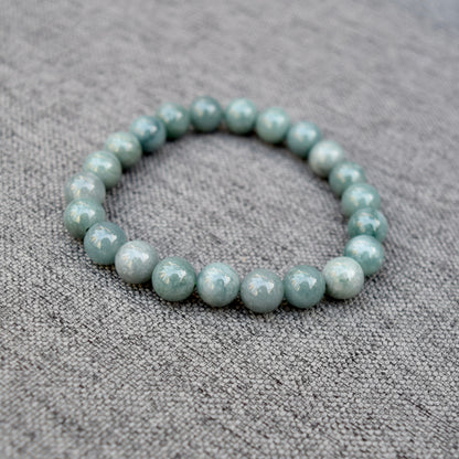 Green Jadeite Beaded Bracelet - Natural Jade