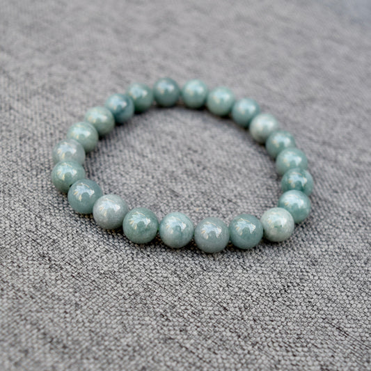 Green Jadeite Beaded Bracelet - Natural Jade