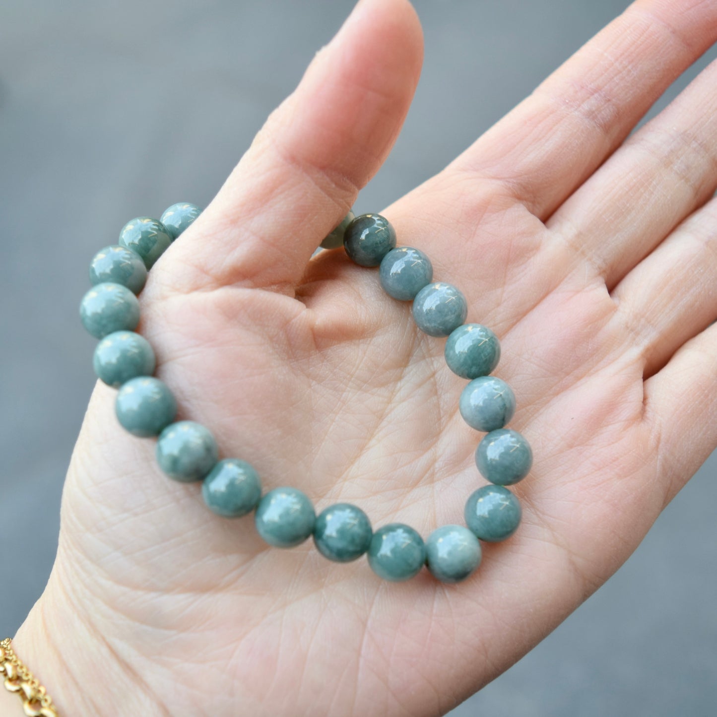 Green Jadeite Beaded Bracelet - Natural Jade