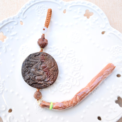 Phoenix Peony Ornament - Bag Charm Keychain Tassel - Polychrome Jasper