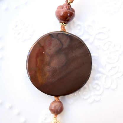 Phoenix Peony Ornament - Bag Charm Keychain Tassel - Polychrome Jasper