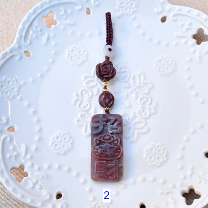 Lucky Cat Ornament - Colorful Jasper Bag Charm Keychain