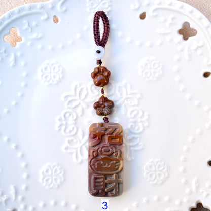 Lucky Cat Ornament - Colorful Jasper Bag Charm Keychain