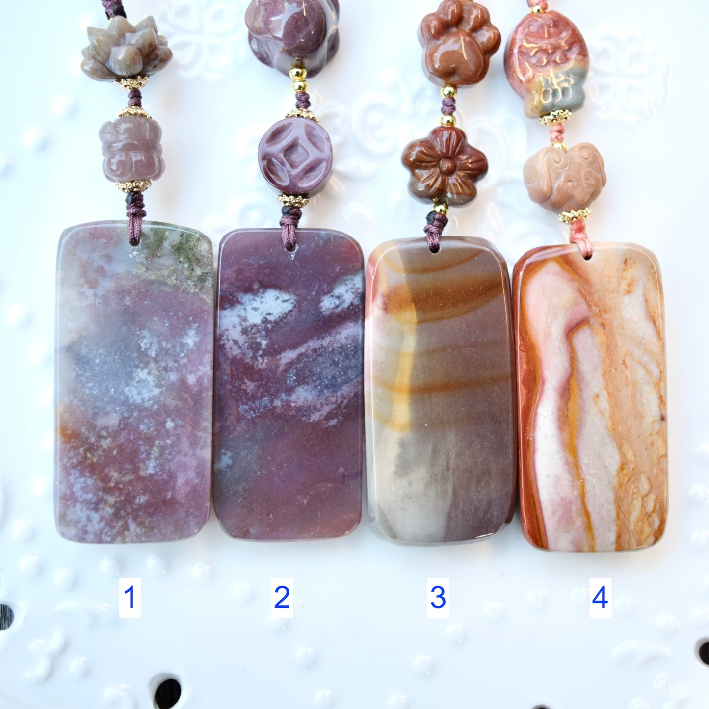 Lucky Cat Ornament - Colorful Jasper Bag Charm Keychain