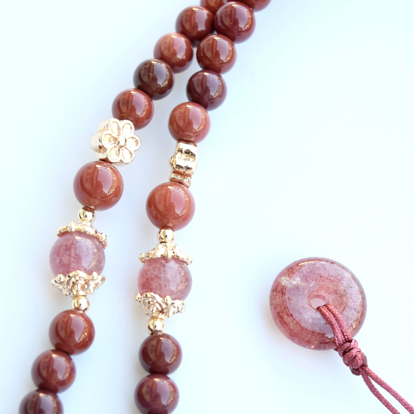 Brown Red Castle Pendant Beaded Necklace - Colorful Jasper Agate