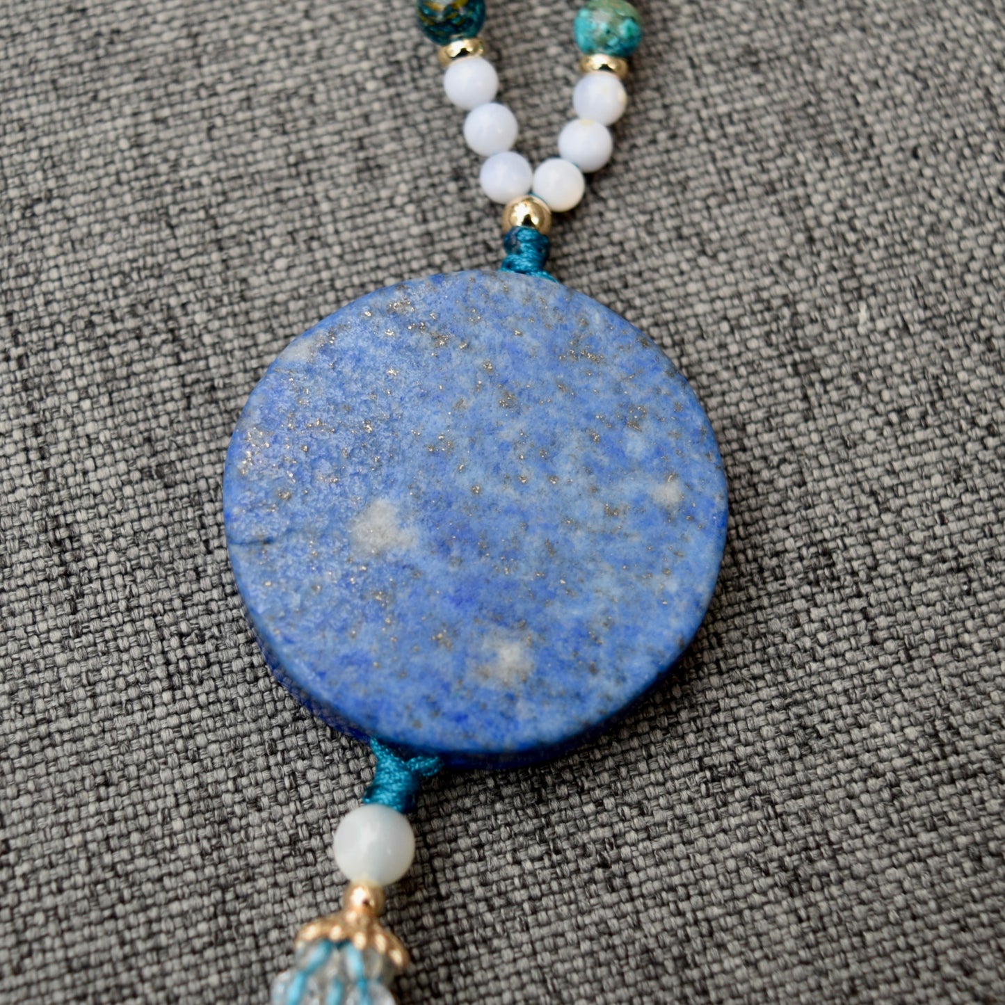 Lapis Magpies Plum Blossom Necklace - African Turquoise