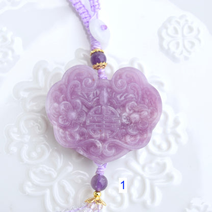 Purple Ruyi Flora Lock Tassel Keychain Bag Charm - Lepidolite