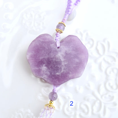 Purple Ruyi Flora Lock Tassel Keychain Bag Charm - Lepidolite