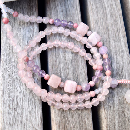 Lepidolite Flower Bird Pendant - Purple Jade Stone - Natural Quartz Long Necklace