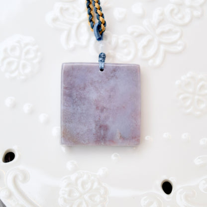 Purple Flower Fairy Pendant Rope Necklace - Ocean Jasper
