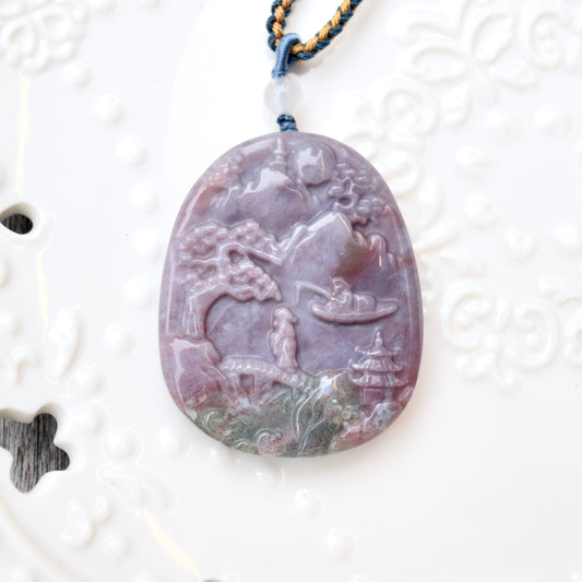 Ocean Jasper Landscape Pendant - Purple Stone