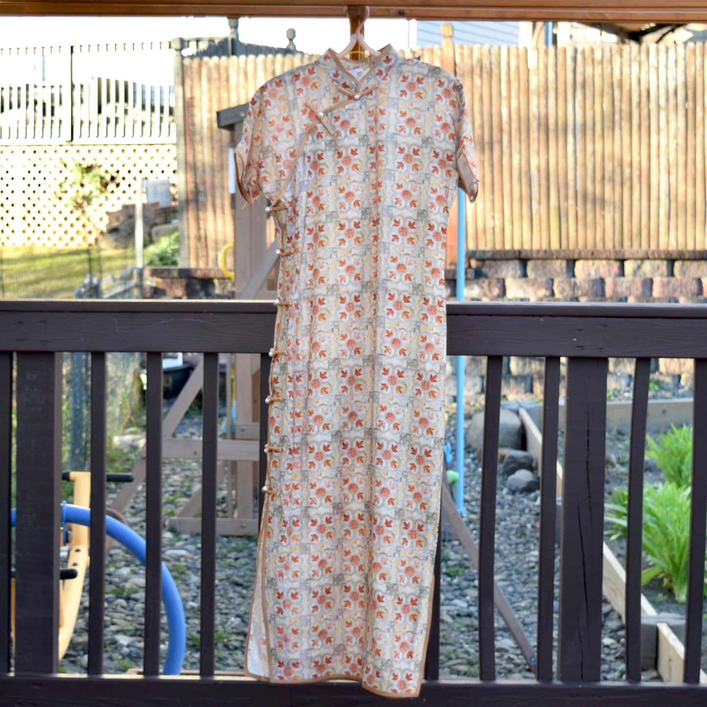 Orange Maple Qipao Long Dress - Chinese Traditional Cheongsam