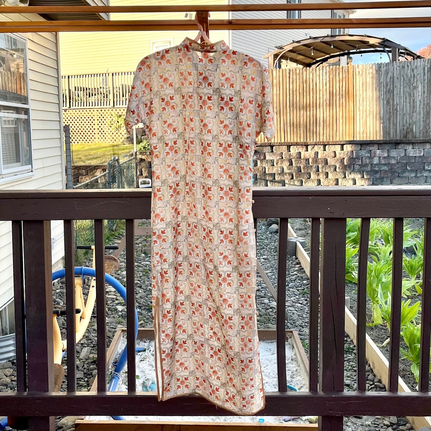 Orange Maple Qipao Long Dress - Chinese Traditional Cheongsam