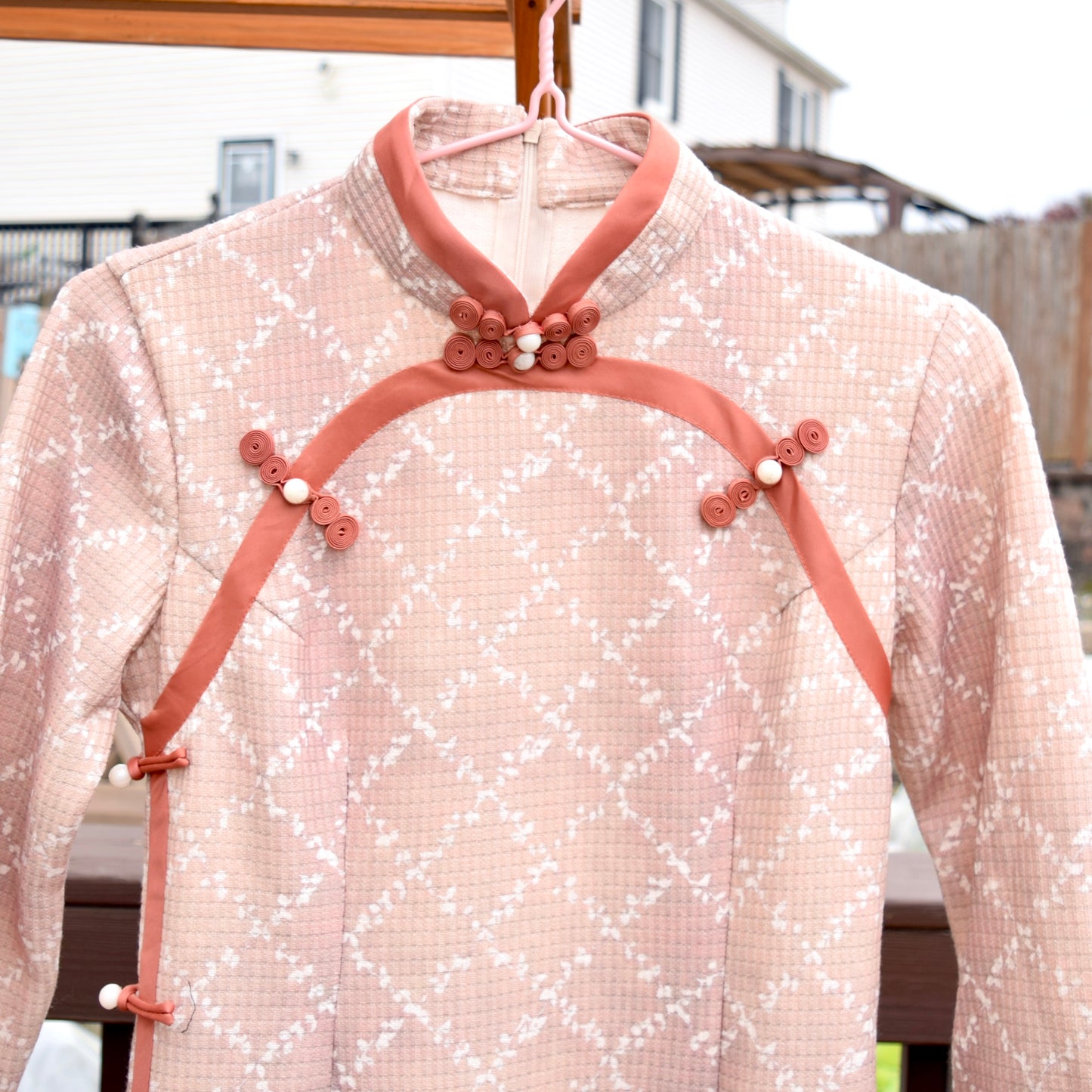 Orange Plaid Qipao Midi Dress - Chinese Cheongsam