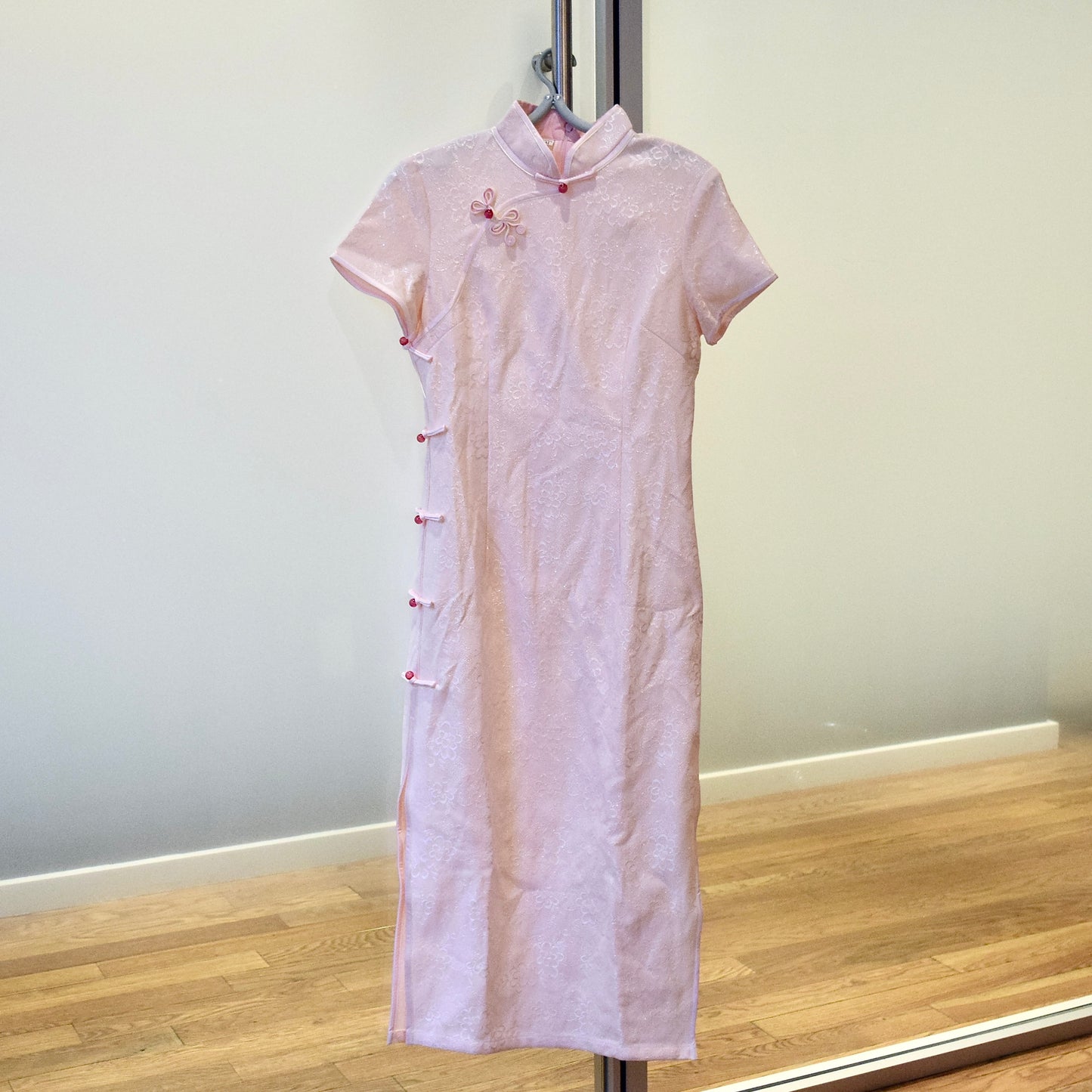 Pink Flora Button Qipao Long Dress - Chinese Traditional Cheongsam