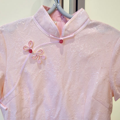 Pink Flora Button Qipao Long Dress - Chinese Traditional Cheongsam