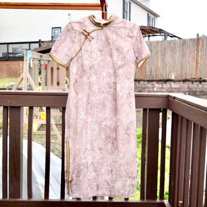 Pink Plum Blossom Printed  Qipao Dress - Chinese Traditional Cheongsam