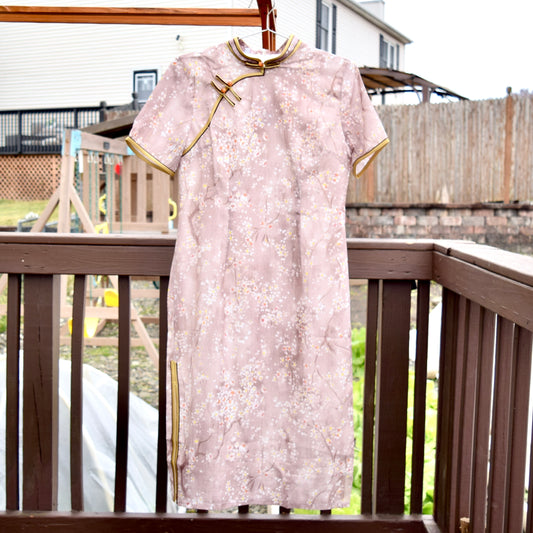 Pink Plum Blossom Printed  Qipao Dress - Chinese Traditional Cheongsam