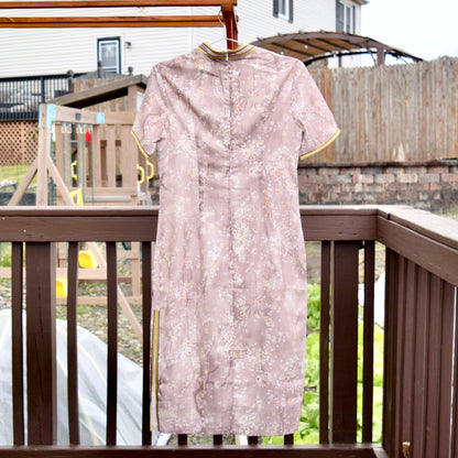 Pink Plum Blossom Printed  Qipao Dress - Chinese Traditional Cheongsam