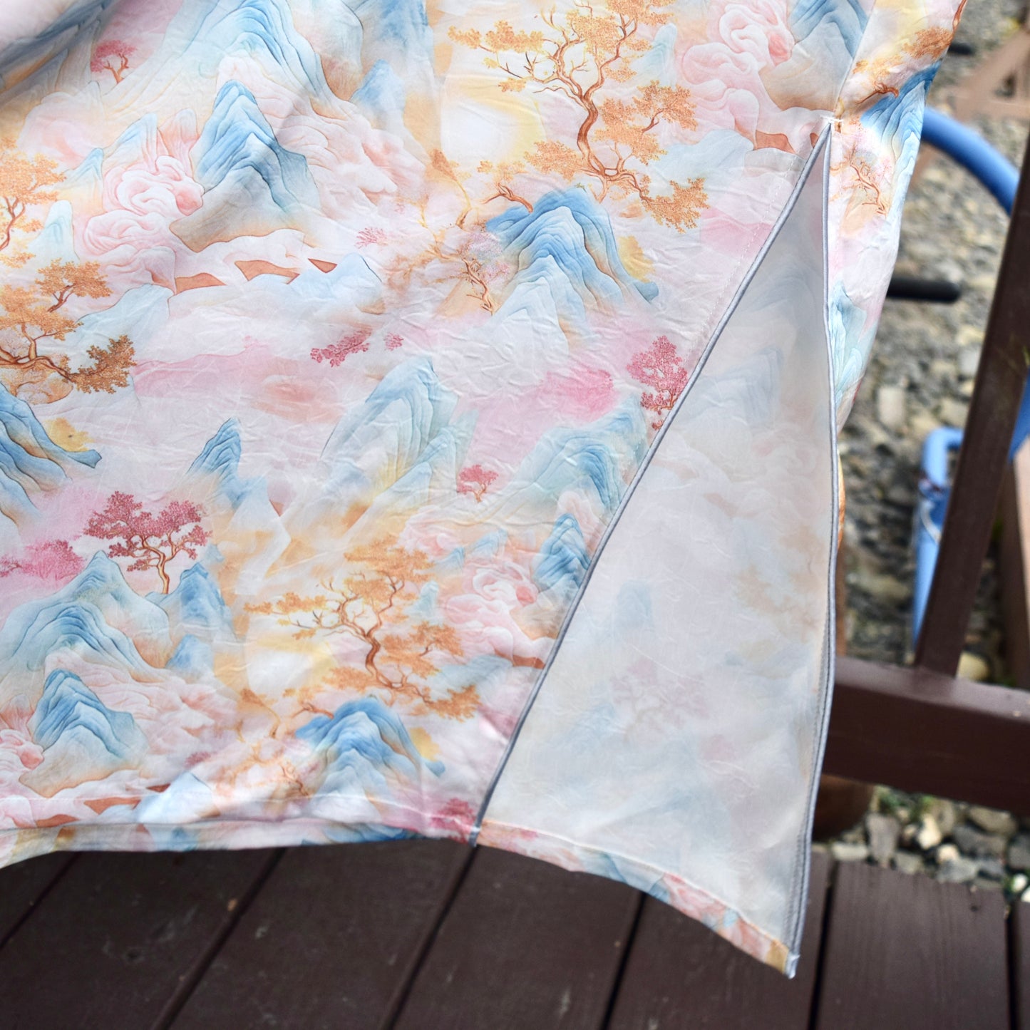 Pink Landscape Printed Qipao Long Dress - Chinese Traditional Cheongsam