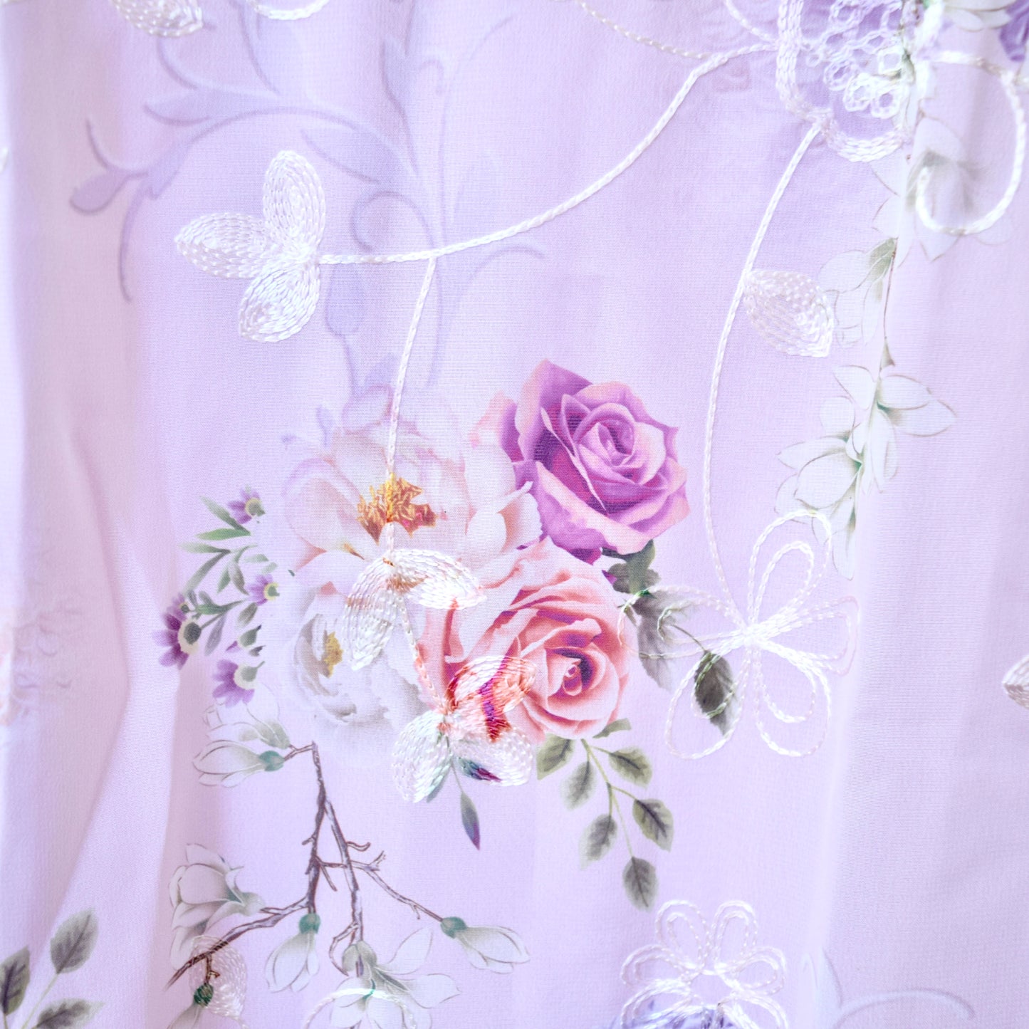 Purple Rose V Neck Qipao Aodai Dress - Chinese Cheongsam