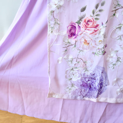 Purple Rose V Neck Qipao Aodai Dress - Chinese Cheongsam