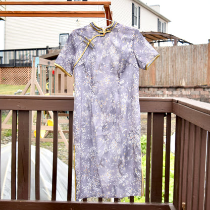 Purple Plum Blossom Printed  Qipao Dress - Chinese Traditional Cheongsam