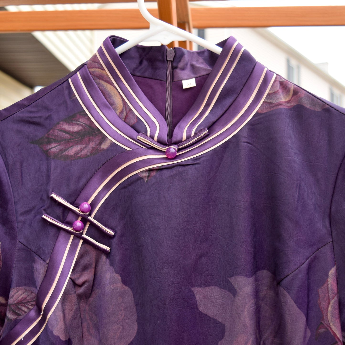 Purple Peony Printed Qipao Dress - Chinese Traditional Cheongsam