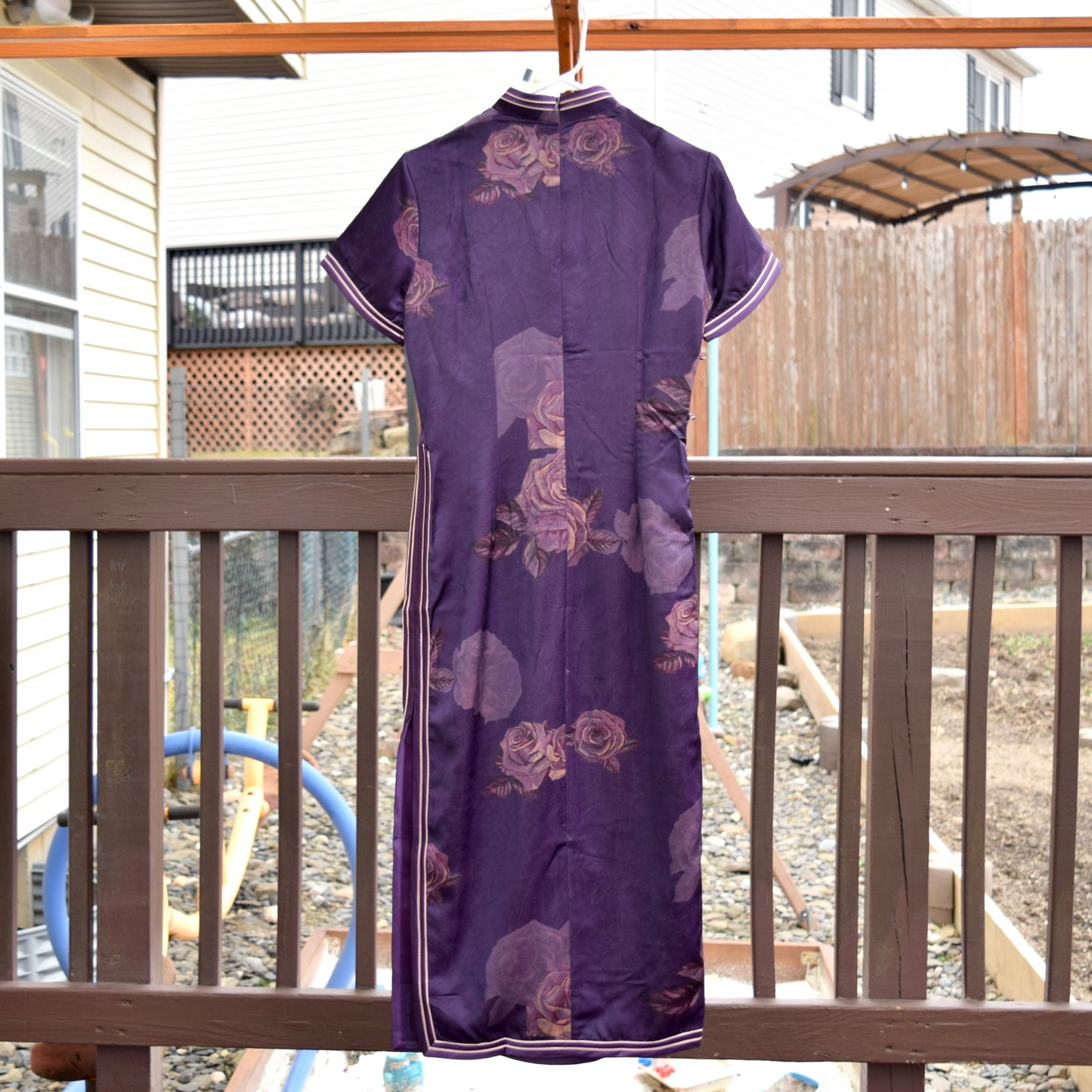 Purple Peony Printed Qipao Dress - Chinese Traditional Cheongsam