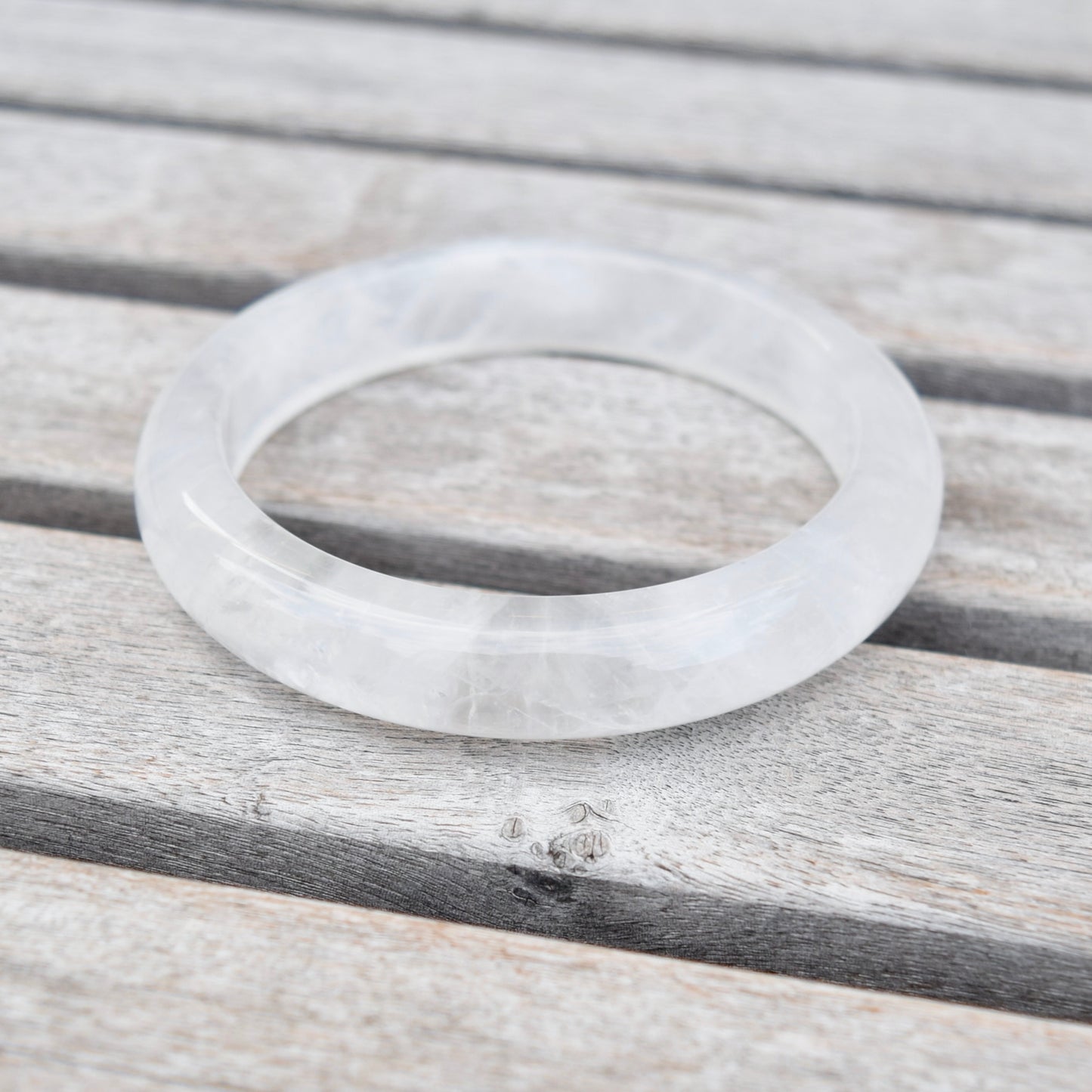 61.6 mm White Clear Quartz Bangle