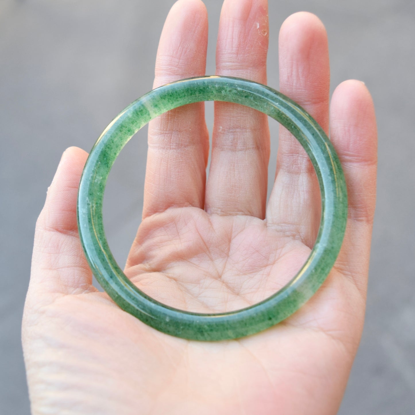 61.2 mm Strawberry Quartz Bangle Bracelet - Green