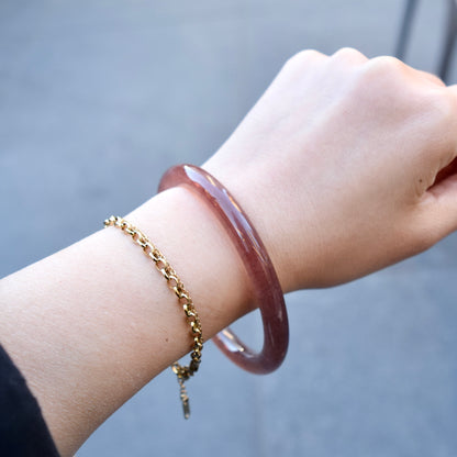 64.1 mm Strawberry Quartz Bangle Bracelet - Red