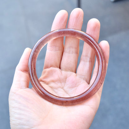 64.1 mm Strawberry Quartz Bangle Bracelet - Red