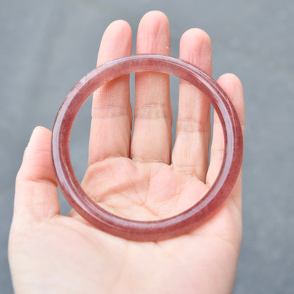 64.5 mm Strawberry Quartz Bangle Bracelet - Red