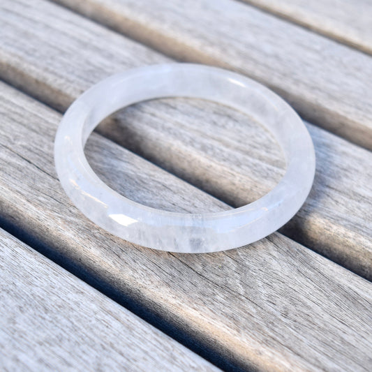 58.2 mm Clear Quartz Bangle - White