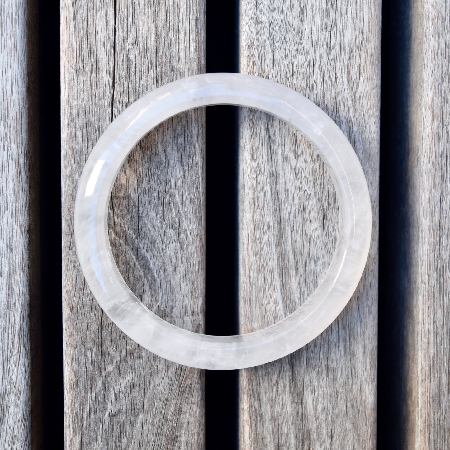 58.2 mm Clear Quartz Bangle - White