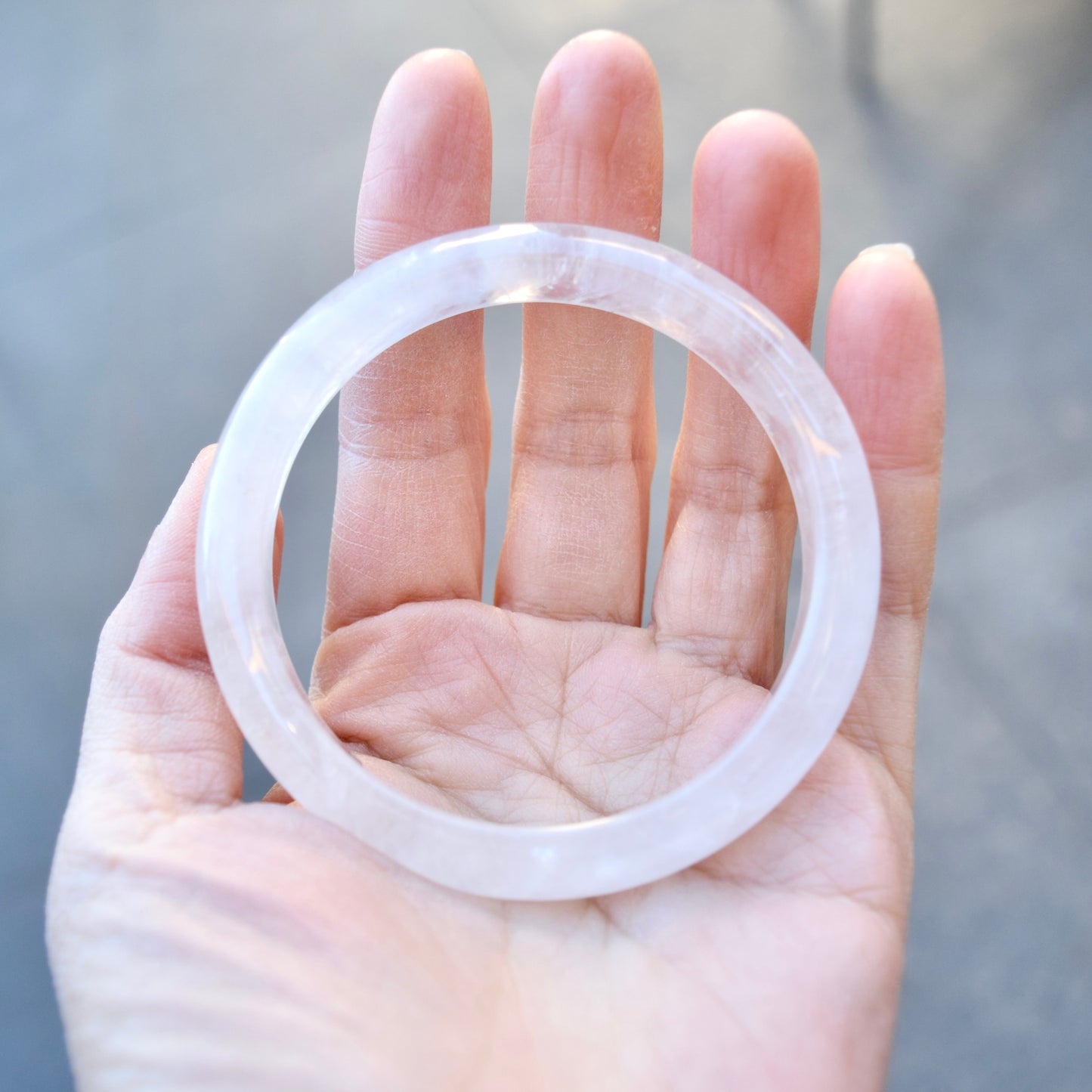 58.2 mm Clear Quartz Bangle - White