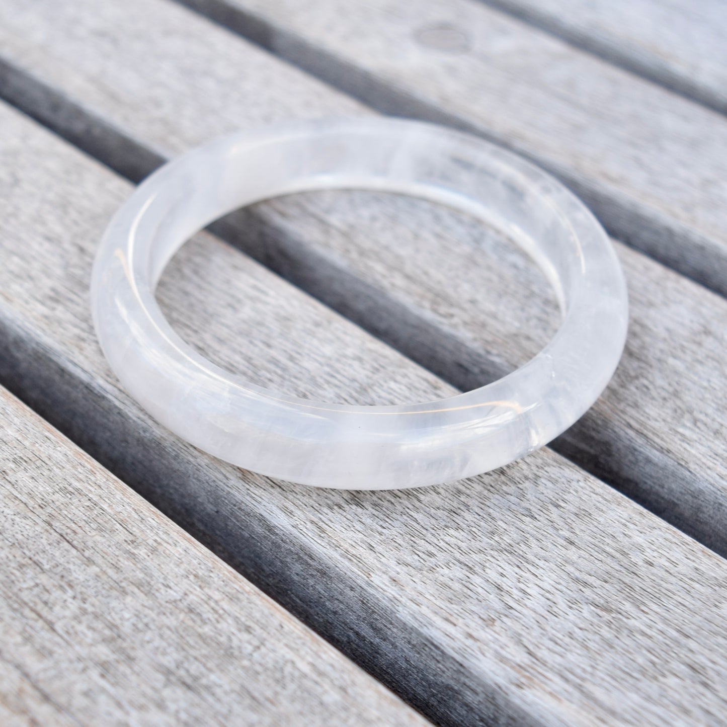 61.4 mm White Clear Quartz Bangle Bracelet
