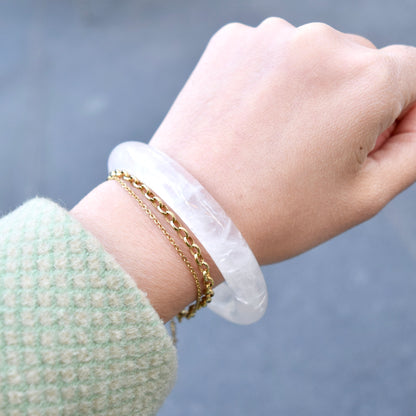 61.4 mm White Clear Quartz Bangle Bracelet