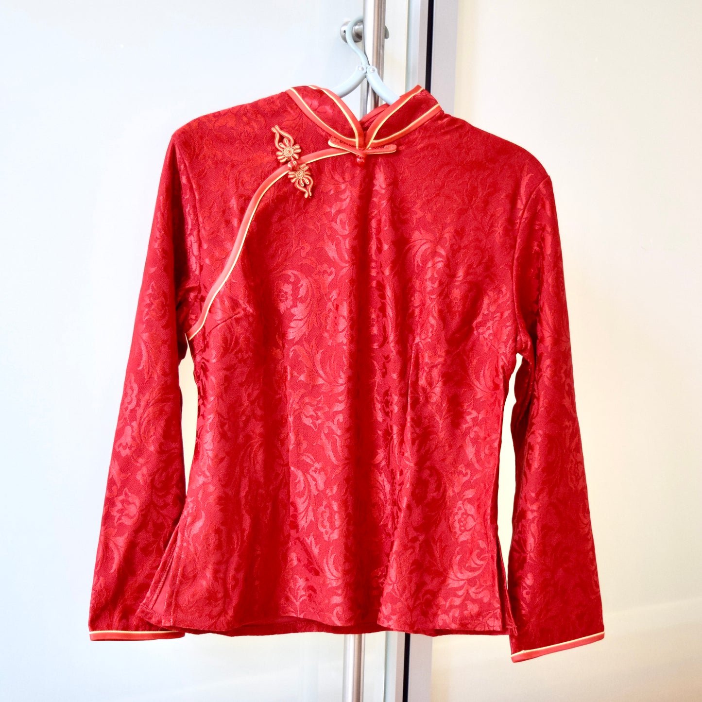 Red Lace Flora Qipao Blouse - Chinese Top