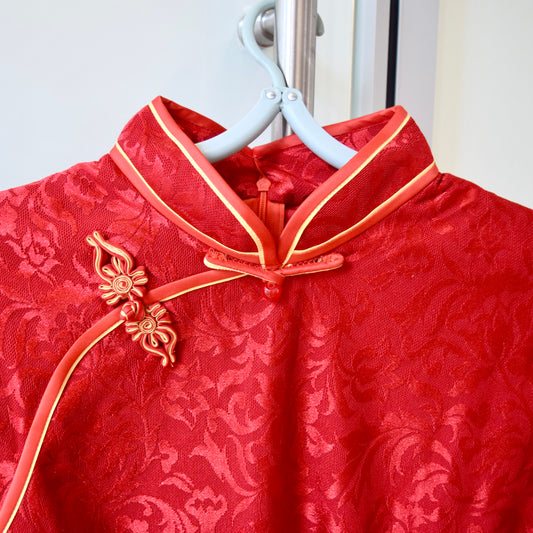 Red Lace Flora Qipao Blouse - Chinese Top