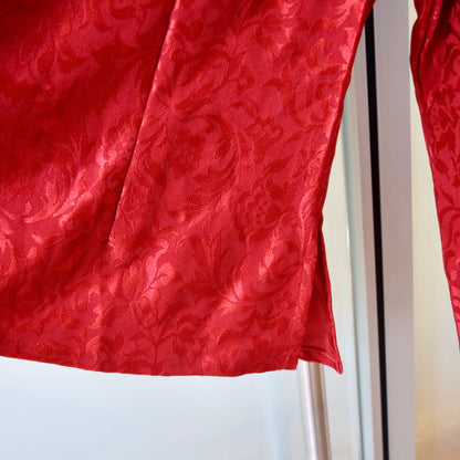 Red Lace Flora Qipao Blouse - Chinese Top