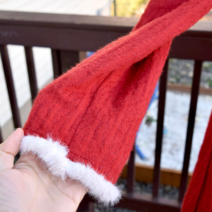 Red Flora Embroidered Fleece Qipao Midi A Line Dress - Chinese Cheongsam