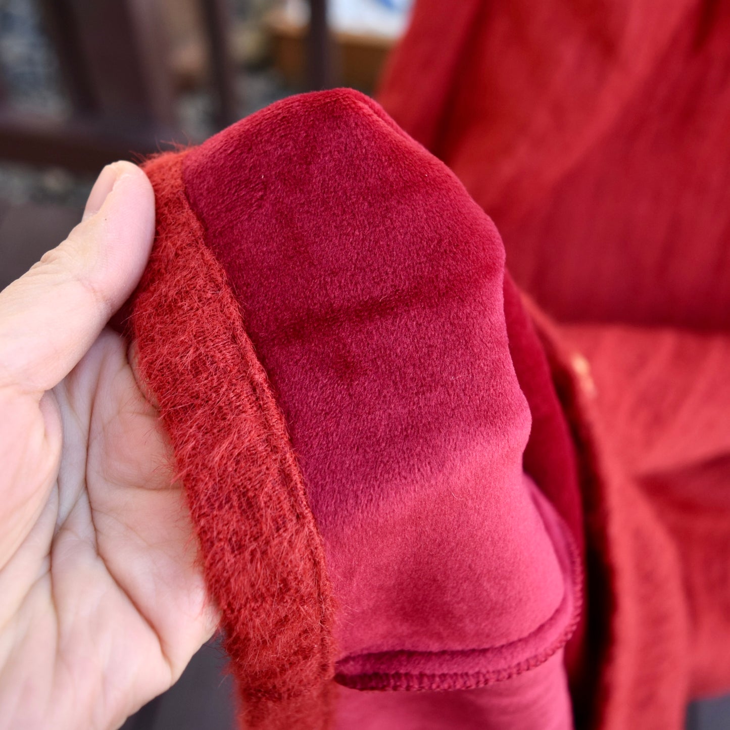 Red Flora Embroidered Fleece Qipao Midi A Line Dress - Chinese Cheongsam