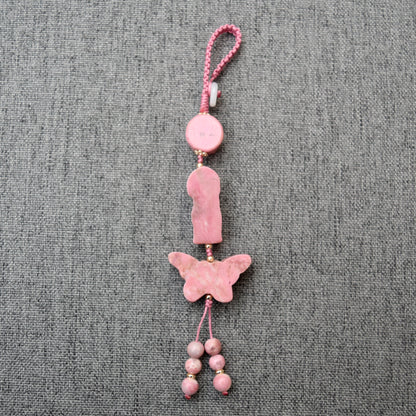 Pink Character Bag Charm Keychain –Rhodonite Accessory
