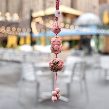 Pink Character Bag Charm Keychain –Rhodonite Accessory