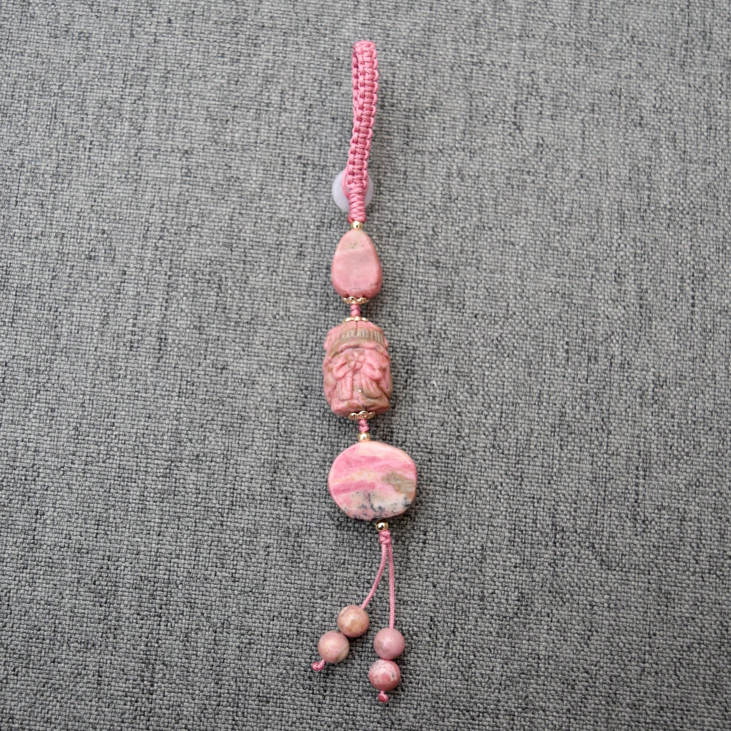Pink Character Bag Charm Keychain –Rhodonite Accessory