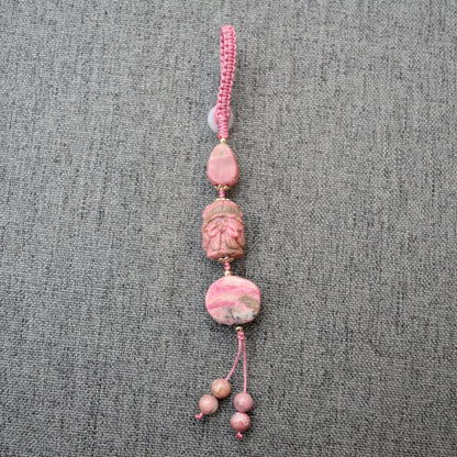 Pink Character Bag Charm Keychain –Rhodonite Accessory