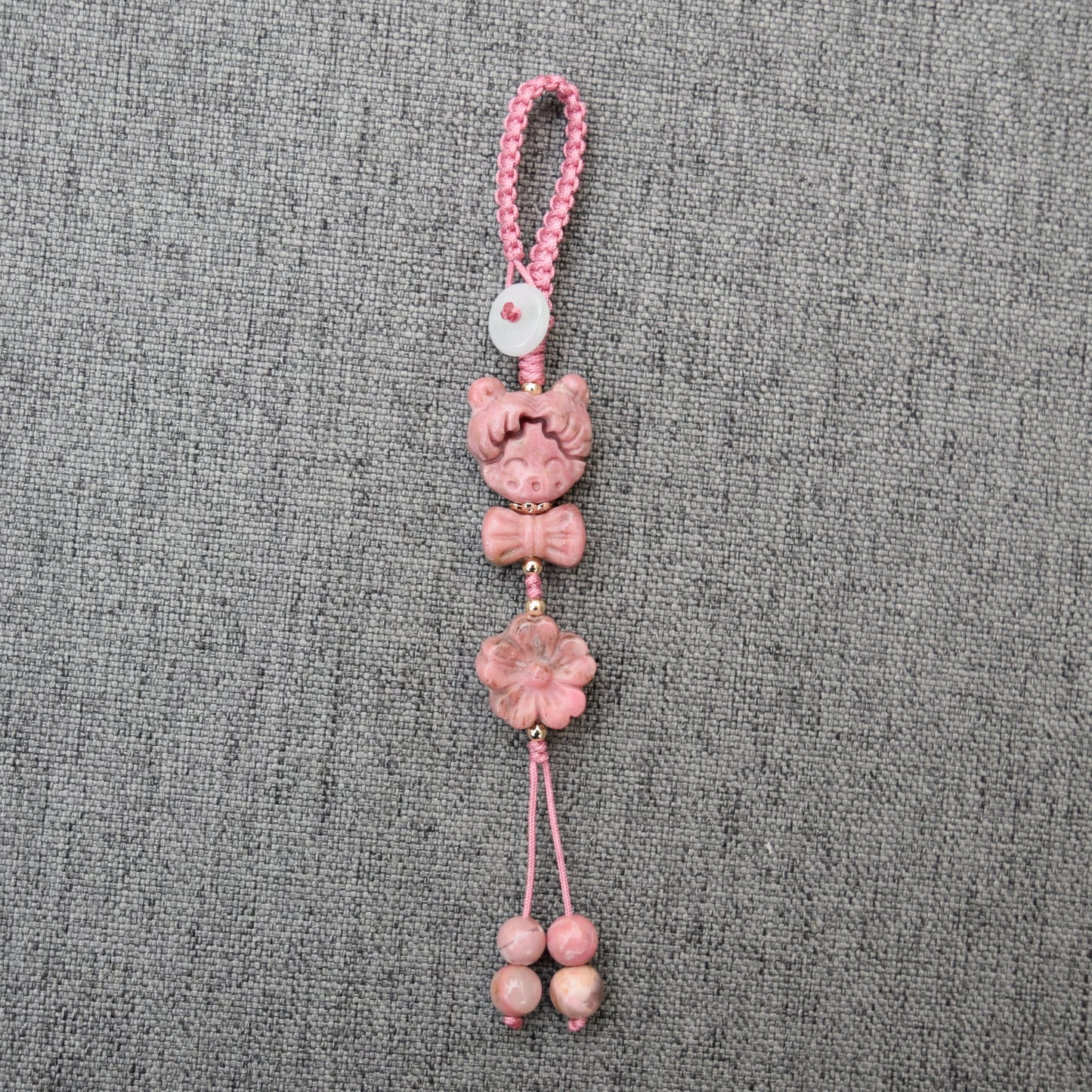 Pink Character Bag Charm Keychain –Rhodonite Accessory